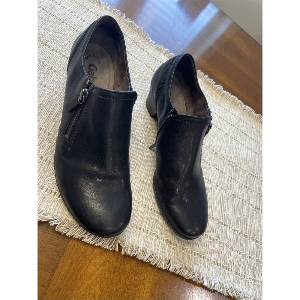 Gabor Comfort Leather Low Heel Dual Zip Black Ankle Boot 7.5‎ US
